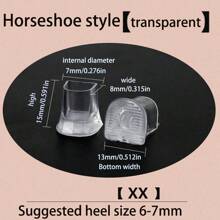 3 sets de protectores de tacón de aguja, puntas de repuesto para tacones, silenciosos y amortiguadores de impactos, almohadillas de reparación resistentes al desgaste, tapas de tacón en forma de U y en forma de media luna - 3 juegos transparentes - Ver 8