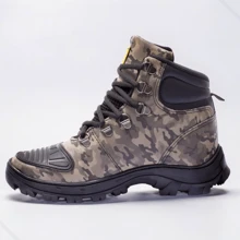 Men's Waterproof Leather Rain Boot With Gel Insole And Protective Toe Cap For Motorcycle Work - Camouflaged - View 3