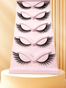 全新 5 对漫画假睫毛透明茎十字假睫毛睫毛延长漫画动漫化妆美容化妆品(05) - 黑色 - 查看 3