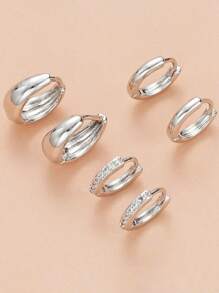 6 件优雅简约铜锆石装饰耳环套装，女士度假派对日常搭配礼物 - 款式一 - 查看 8