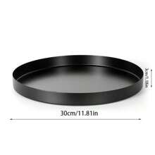 1pc Minimalist Metal Decorative Tray, Round Black Color, Suitable For Potted Plants, Candles, Cosmetics Storage, Desktop Organization