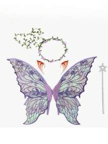 1pc Adult Fairy Costume Set With Headpiece, Metallic Hair Band, Magic Wand, Ears - Butterfly Wings, Suitable For Role Play, Party In 7 Color Options Halloween - Multicolor - View 7