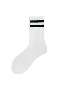 20 Pairs Men's Simple Fashionable Double Stripe Pattern Mid-Calf Socks, Casual And Versatile For Daily Wear