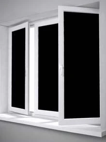 1 卷 100% 遮光黑色玻璃隐私膜，紫外线防晒保护膜，适用于室内、家庭、办公室、厨房、浴室窗户隐私膜 - 黑色 - 查看 2