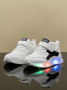 Zapatos deportivos con luces para niños, nueva temporada primavera/otoño 2026 - Blanco y Negro - Ver 2