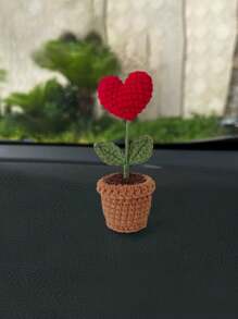 1 件手工编织汽车花盆带人造花装饰，创意礼品饰品，可爱汽车配件 - 彩色 - 查看 7