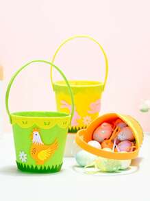 1pc Candy Egg Hand Baskets, Non-Woven Fabric Party Favor Bins With Bunny Design - Ideal For Easter And Seasonal Gifts, Candy Bar Supplies, Ideal For Easter And Seasonal Gifts, Candy Bar Supplies Birthday Graduation