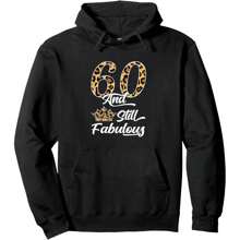 60 & Fabulous Leopard Print Cool Women's 60th Birthday Pullover Hoodie - Black - View 1