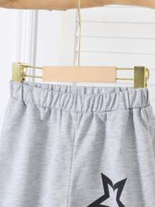 Tween Girls Star Print Casual Straight Leg Pants, Fashionable Versatile Design For Spring & Summer, 2025 New Arrival - Grey - View 2