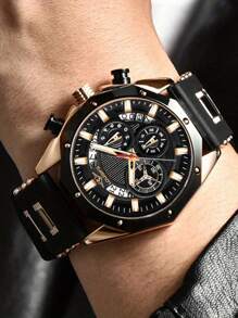 Relojes de moda para hombres, relojes deportivos de silicona, relojes de cuarzo con fecha, impermeables, relojes cronógrafo, regalos para hombres