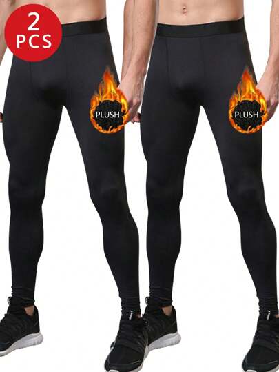 2 piezas Set de ropa interior térmica para hombres, mallas deportivas térmicas acolchadas y elásticas para otoño/invierno