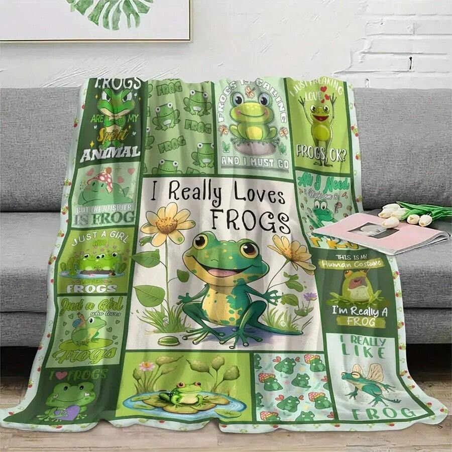 1pc Frog Blanket Gift Super Soft And Comfortable Flannel Blanket Nap Blanket