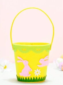 1pc Candy Egg Hand Baskets, Non-Woven Fabric Party Favor Bins With Bunny Design - Ideal For Easter And Seasonal Gifts, Candy Bar Supplies, Ideal For Easter And Seasonal Gifts, Candy Bar Supplies Birthday Graduation