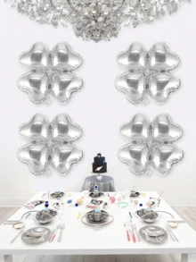 5pcs Heart Shaped Four Leaf Clover Foil Balloons - Great For Weddings, Birthdays And Celebrations - Mixed Colors, Wedding Decoration Balloons, Birthday Theme Decoration Balloons, Indoor And Outdoor Decoration Balloons, Anniversary, Photo Background Decoration Room Decoration