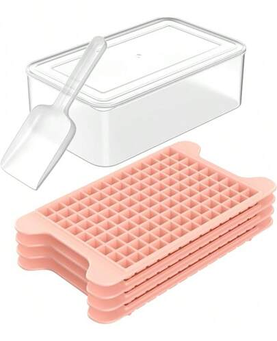 Mini Ice Cube Tray For Freezer: FDDBI Small Ice Trays For Freezer With Bin - 117*4PCS Easy Release Nugget Ice Tray - Crushed Ice Tray With Container