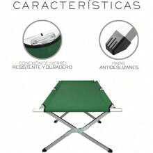Catre Plegable para Exteriores Catre Portátil Catres Plegables para Dormir Adulto Cama de Campismo con Estructura de Aluminio Cama Plegable Individual 190x64x42 (Marino) - Verde - Ver 5