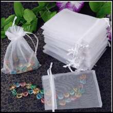 10/50/100pcs White Gift Packaging Bags, White Organza Candy Bags For Dinner Table, Various Festival Party Packaging Supplies, Holiday Home Goods, Wedding Party Gift Packaging