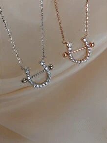 1pc Minimalist Round Cubic Zirconia Necklace, 925 Sterling Silver Pendant Clavicle Necklace, Elegant Jewelry Gift, Suitable For Girls Daily And Date Outfit Decoration