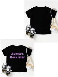Customized Text, Spring/Summer Girls Toddler T-Shirt, Enter Your Text/Name/Birthday Wishes/Message/Funny Text, Team Uniform & Outdoor Wear Customization, Personalized Round Neck Short Sleeve Girls Tee, Black Top Customization, Holiday/Birthday/1st Birthday Gift, Cultural Shirt