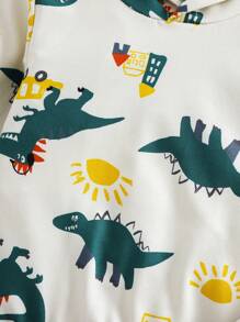 Set de 2 piezas de chaqueta con capucha y pantalones con estampado de dinosaurio recién nacido para otoño/invierno