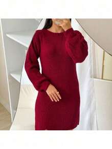 TRICOT Mousse Dress With Side Slits - Grey - View 8