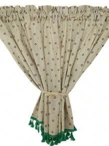 1 rèm cửa ngắn phong cách Bohemian màu xanh lam, có họa tiết hoa cổ điển và viền ren, thích hợp cho cửa sổ kiểu đồng quê, nhà bếp, quán cà phê, phòng tắm, trang trí phòng cổ điển, trang trí nhà cửa - Hoa nhỏ - Xem 5