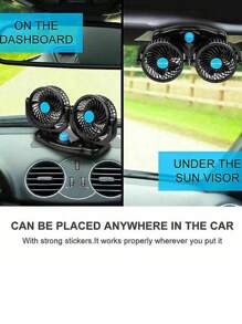 DeTODO Ventilador Doble Para Coche de 2 Velocidades. 360 ° - Negro - Ver 8