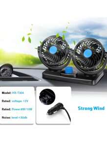 DeTODO Ventilador Doble Para Coche de 2 Velocidades. 360 ° - Negro - Ver 4
