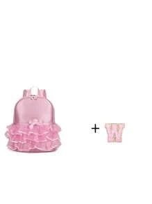 1pc Girls' Nylon Zipper A-Z 26 Letter Fashion Lace Dance Bag, Ballet Bag, Latin Dance Backpack, Suitable For Daily Use (Zipper Random) (DIY Letter Stickers) - Pink - View 34