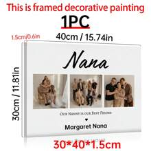 1 Pieza de arte mural con foto personalizada para Nana, regalo personalizado para la abuela de parte de los nietos, regalo de cumpleaños para la abuela, regalo de Navidad para la abuela, con opción de marco de lienzo