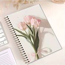 Pink Roses Spiral Notebook - Twin-Wire Binding, Premium Paper, 360° Lay-Flat Design, Stylish & Cute For Writing And Notes, 5.5x8.3", 50 Pages -14*21cm/ 5.5x8.3in Spiral Notebook- 50 Sheets 100 Pages-A Diary With The Weekday Signs , Weather Signs,Memo No.And Date Signs,School Supplies,Back To School
