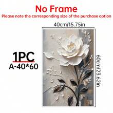 1 件别致的 3D 花卉油画艺术品，浮雕花卉，厚实纹理，带框墙面装饰 - 彩色 - 查看 13