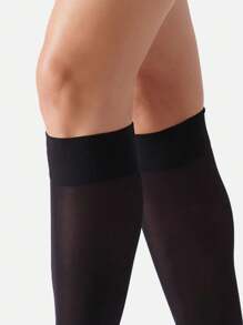 1 Pair Solid Color Calf-Length Socks, Fashion Simple And Elastic, Spring/Summer