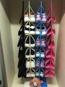 2/1件装门后鞋盒挂式衣柜支架衣架收纳袋架，带12个大网袋，简约方便，非常适合家用鞋袋旅行收纳整理抽绳鞋袋鞋套便携防尘男女通用打包袋旅行必备邮轮必备度假必备