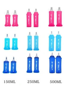 WRELS 2pcs Foldable Silicone Bite Valve Soft Water Bottle, Suitable For Cycling, Camping, Hiking, Running And Other Activities