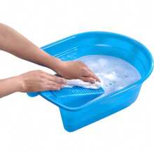 Lavadero Portatil De Plastico Con Tina, Para Lavar Ropa 10l - Azul - Ver 1