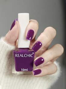 REALCHIC 10毫升/瓶，2025新款紫色指甲油，水性普通指甲油，快干，持久，可撕拉，春夏色彩，女士美甲，万圣节美甲 - 紫色 - 查看 3