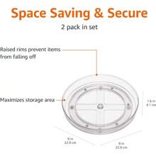 Basics Organizador de charolas giratorias Lazy Susan de 2 Niveles, 23 de diámetro, Paquete de 2, Transparente - 22,86 cm de diámetro, 2 niveles, paquete de 2 - Ver 3