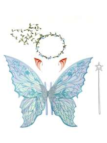 1pc Adult Fairy Costume Set With Headpiece, Metallic Hair Band, Magic Wand, Ears - Butterfly Wings, Suitable For Role Play, Party In 7 Color Options Halloween - Multicolor - View 16