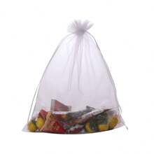 10/50/100pcs White Gift Packaging Bags, White Organza Candy Bags For Dinner Table, Various Festival Party Packaging Supplies, Holiday Home Goods, Wedding Party Gift Packaging