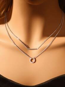 1pc Minimalist Round Cubic Zirconia Necklace, 925 Sterling Silver Pendant Clavicle Necklace, Elegant Jewelry Gift, Suitable For Girls Daily And Date Outfit Decoration - Style 10 - View 5