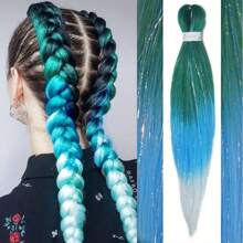 Pre Streched Braiding Hair Within Sparkling Tinsel Hair Extensions Soft Yaki Texture Easily Crochet Twist Braids Hair Synthetic Box Braiding Hair For Music Festival - Multicolor - View 15