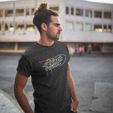 Playera de Hombre 1 Pza Estampado Pizza Planeta Brilla en la oscuridad | Prenda Recta y de Tela Delgada 100% algodón - Negro - Ver 5