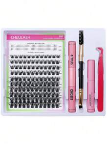 280/168 件 8-16 毫米 DIY 睫毛延长混合款式睫毛簇单独配有粘合剂和密封剂去除镊子睫毛刷用于自行化妆 - 黑色 - 查看 34