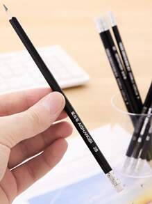 12pcs Black 2B Pencils With Erasers + 1pc Sharpener, Student Learning & Exam Stationery Pencil Set Back To School