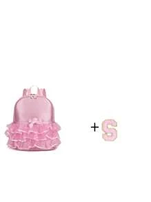 1pc Girls' Nylon Zipper A-Z 26 Letter Fashion Lace Dance Bag, Ballet Bag, Latin Dance Backpack, Suitable For Daily Use (Zipper Random) (DIY Letter Stickers) - Pink - View 18