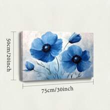 1 Pc, Blue Poppies In The Style Of Abstract Painting With A Light Blue, Original, Canvas, Wall Art, Living Room Wall Decorations, Bedrooms, Bathrooms, Frame Poster Art Prints, Hanging Paintings, Home Decoration, Festivals. Home 1 - Multicolor - View 10