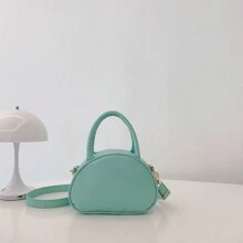 1pc Embroidered Handbag, PU Leather Shoulder Bag For Mother & Daughter, Solid Color Crossbody Bag - A - View 10