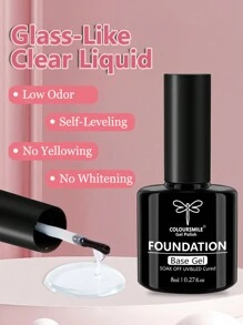 Gel Nail Polish Base Coat - Glossy & Long-Lasting, Removable, Suitable For Home Manicure & Salon DIY, Use With LED Nail Lamp - Clear - View 3