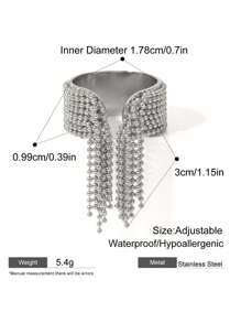 1Pc Stainless Steel Bead Tassel Ring With High-End Titanium Steel Jewelry For Women's Daily Wear And Fashionable Party Gifts